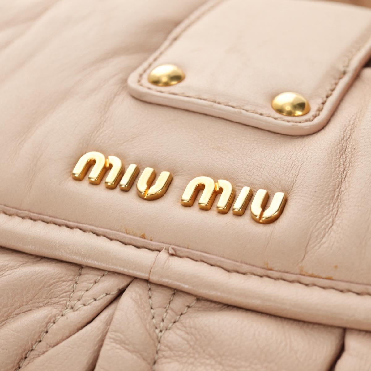 Miu Miu Matelasse Shoulder Bag Leather 2way Pink Gold Auth 185581M