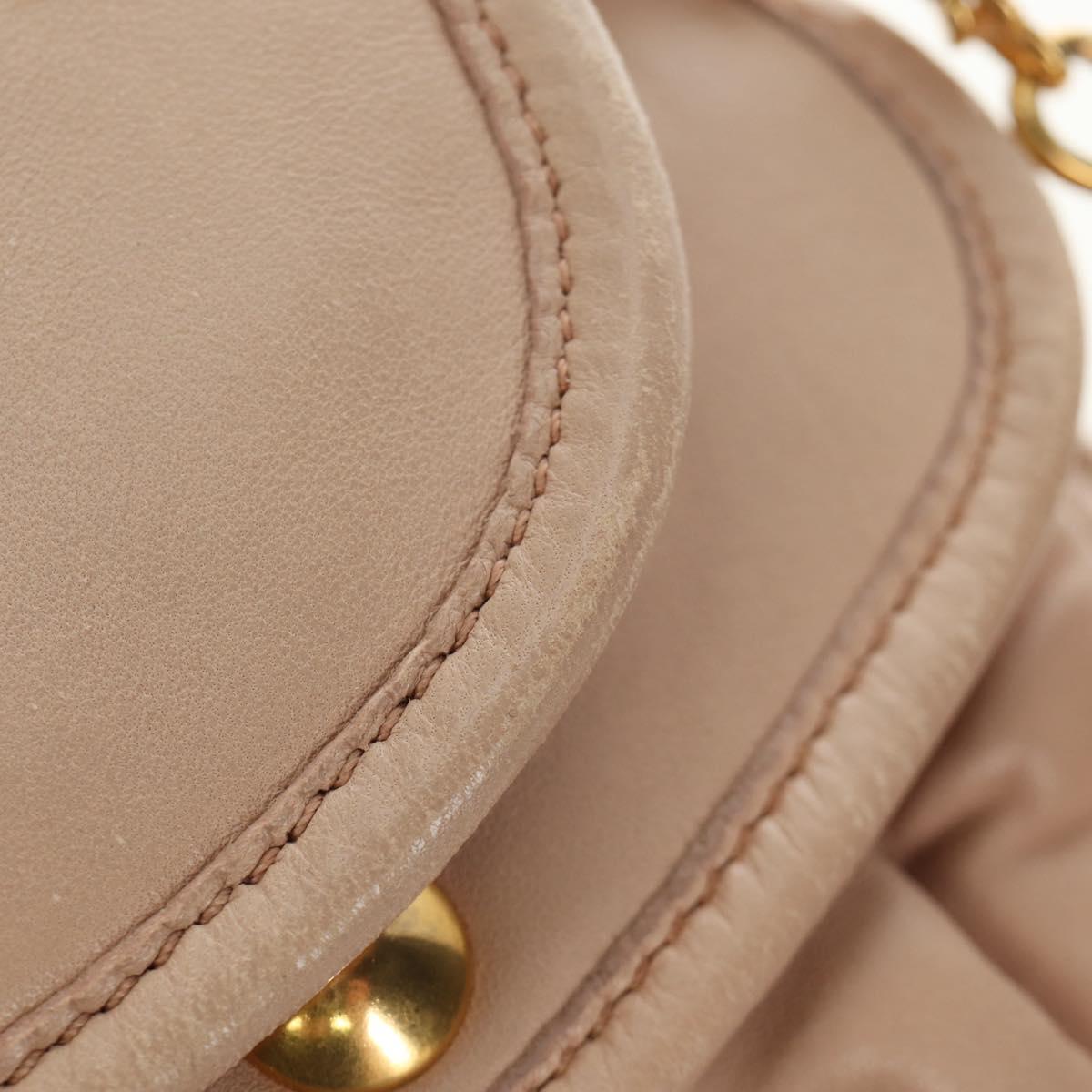 Miu Miu Matelasse Shoulder Bag Leather 2way Pink Gold Auth 185581M