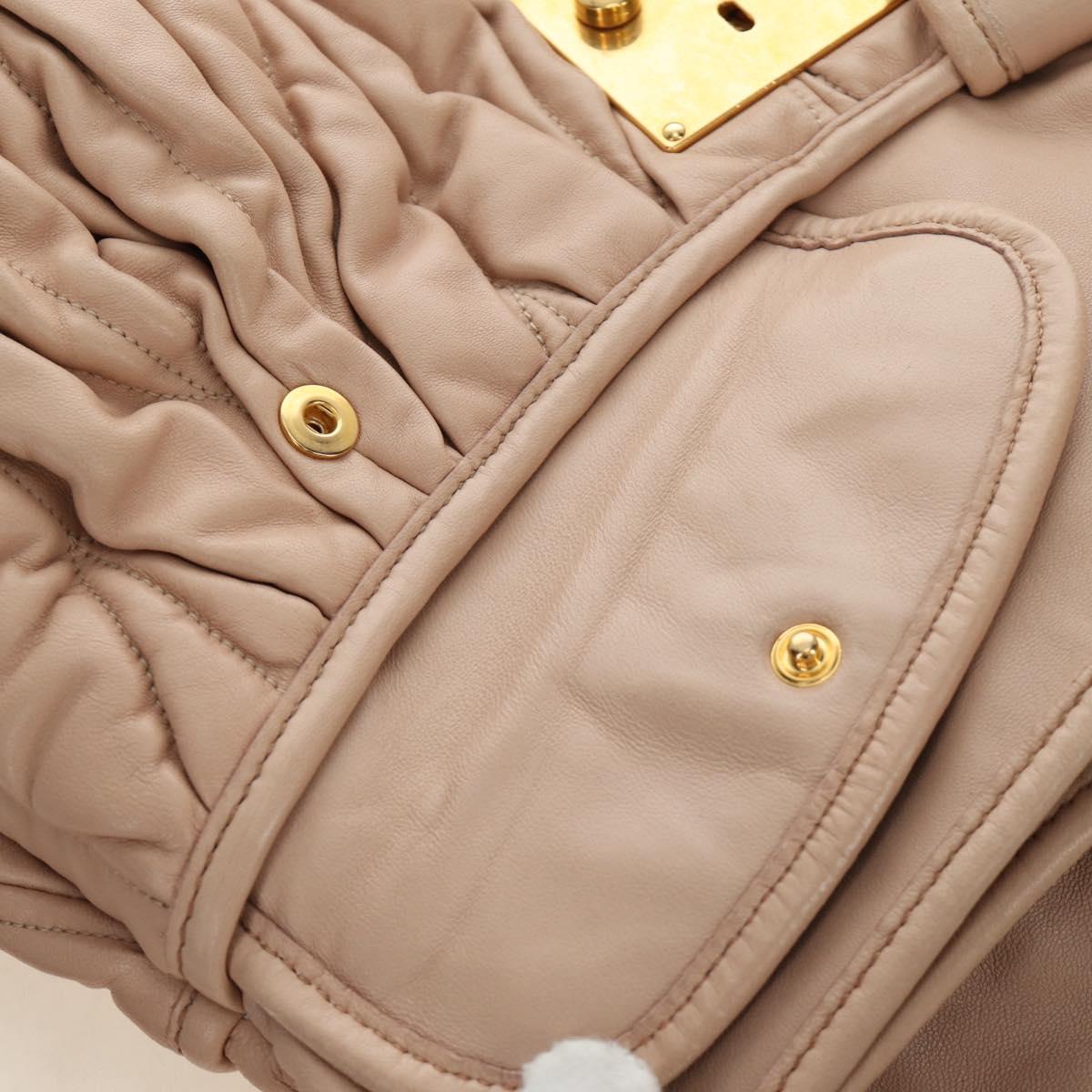 Miu Miu Matelasse Shoulder Bag Leather 2way Pink Gold Auth 185581M
