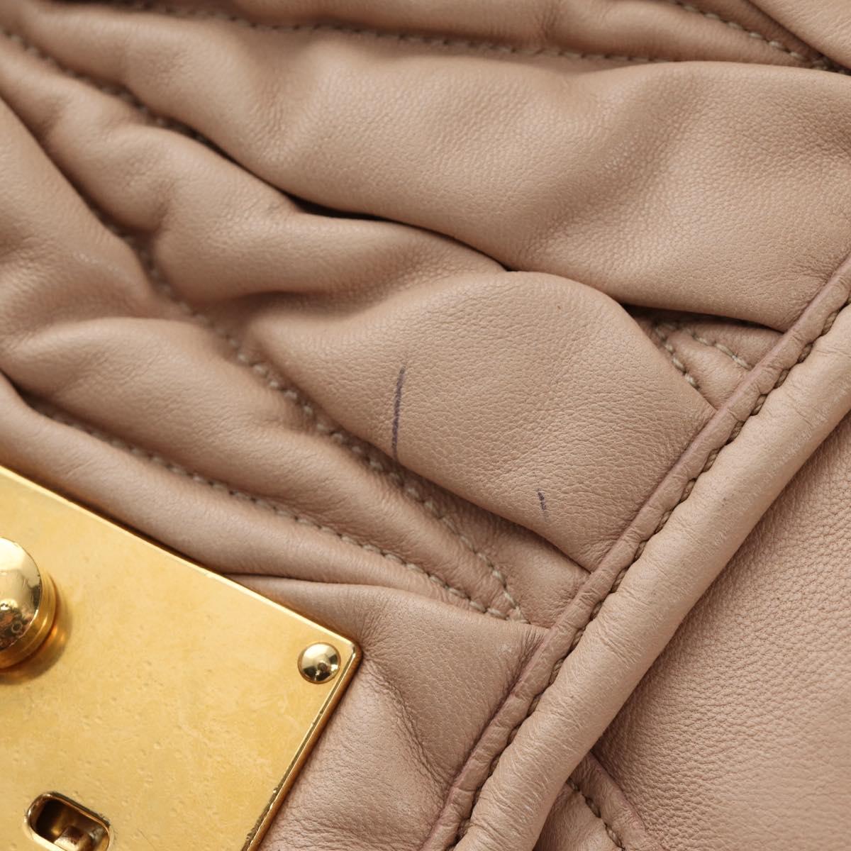 Miu Miu Matelasse Shoulder Bag Leather 2way Pink Gold Auth 185581M