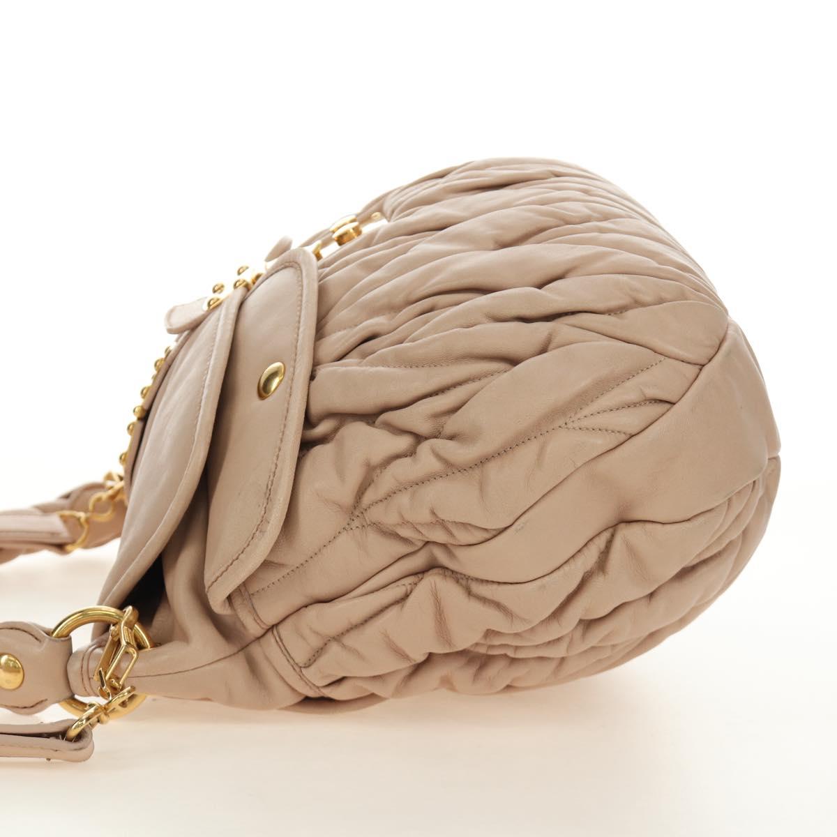 Miu Miu Matelasse Shoulder Bag Leather 2way Pink Gold Auth 185581M
