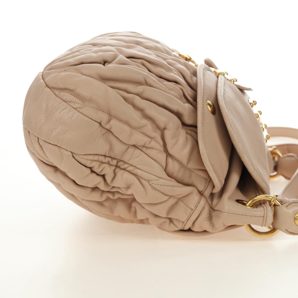 Miu Miu Matelasse Shoulder Bag Leather 2way Pink Gold Auth 185581M
