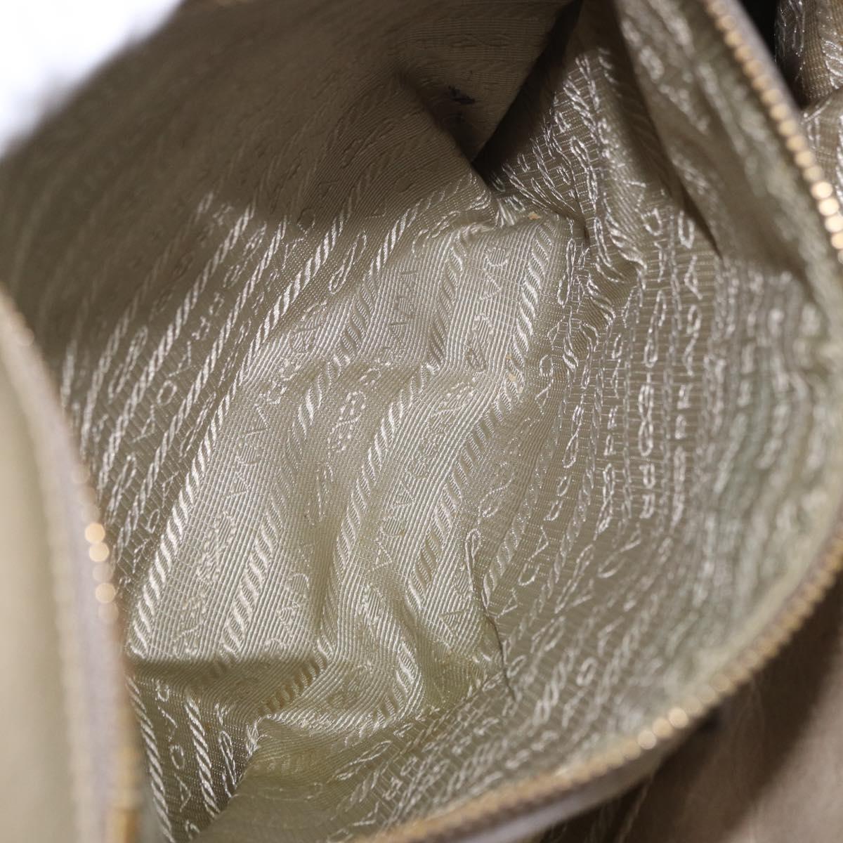 PRADA Hand Bag Leather 2way Khaki Gold Auth 185582A