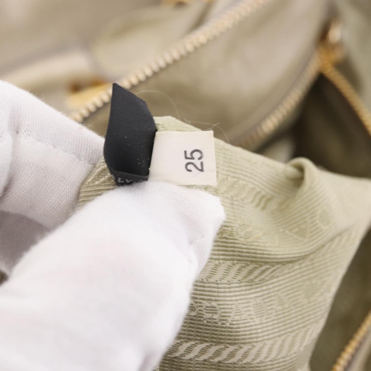 PRADA Hand Bag Leather 2way Khaki Gold Auth 185582A