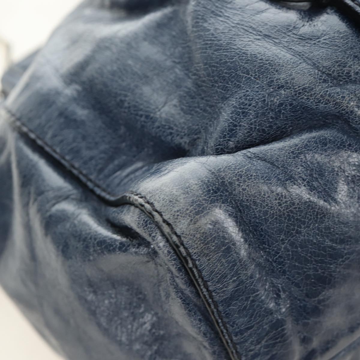 Miu Miu Hand Bag Leather 2way Navy Silver Auth 185583M
