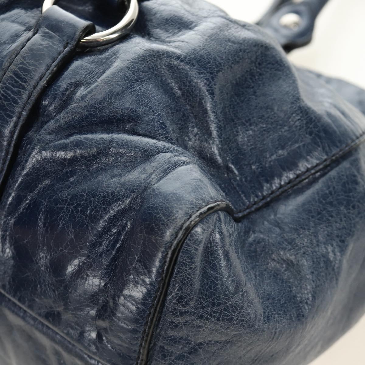 Miu Miu Hand Bag Leather 2way Navy Silver Auth 185583M