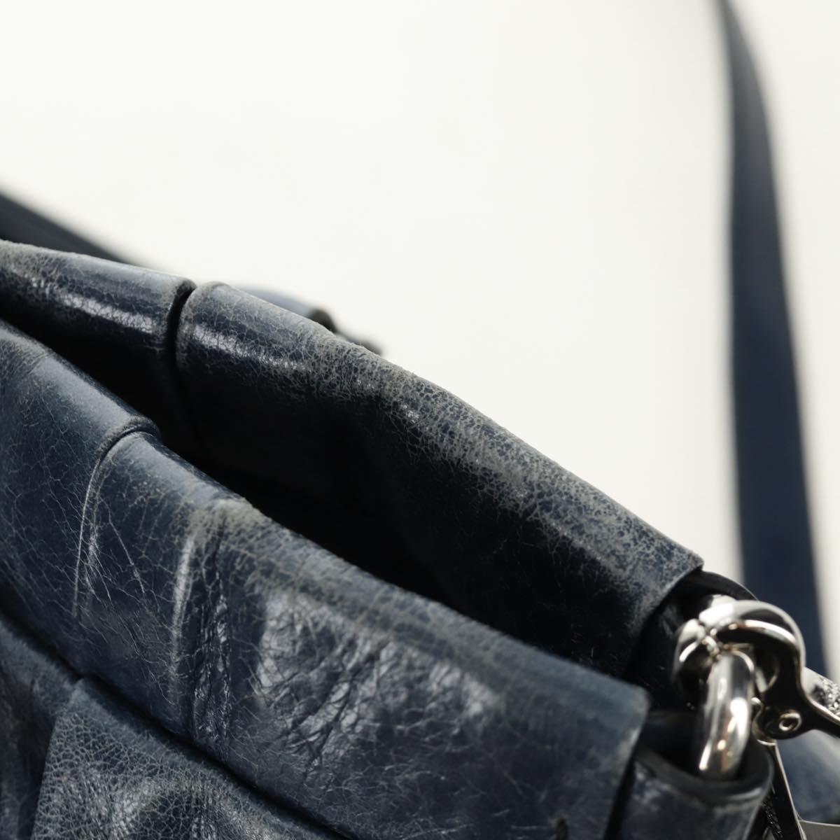 Miu Miu Hand Bag Leather 2way Navy Silver Auth 185583M