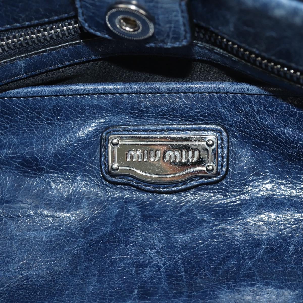 Miu Miu Hand Bag Leather 2way Navy Silver Auth 185583M