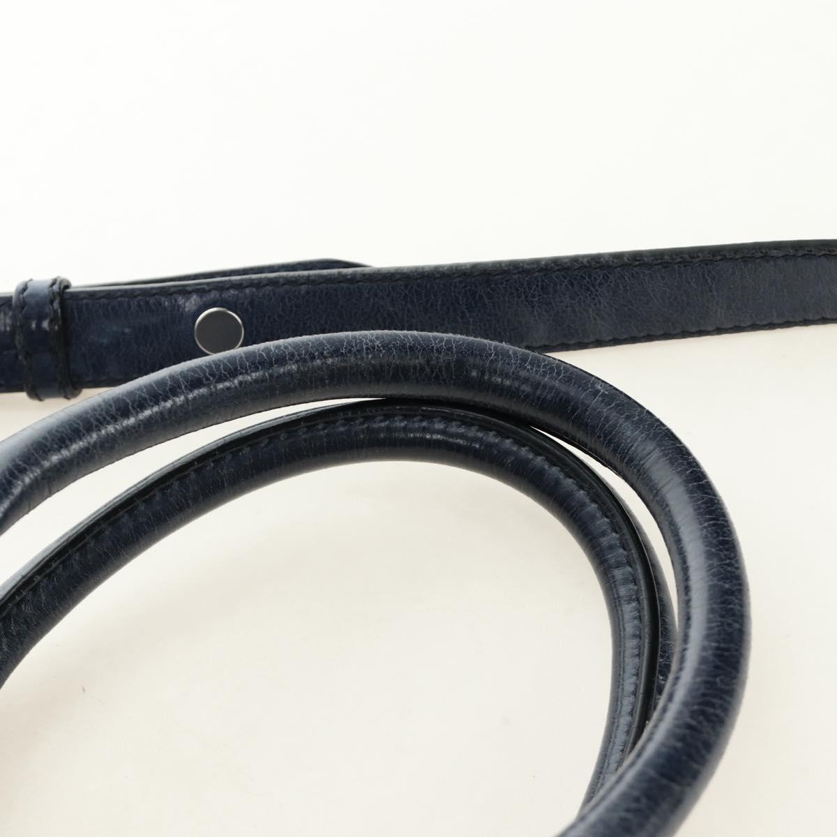 Miu Miu Hand Bag Leather 2way Navy Silver Auth 185583M