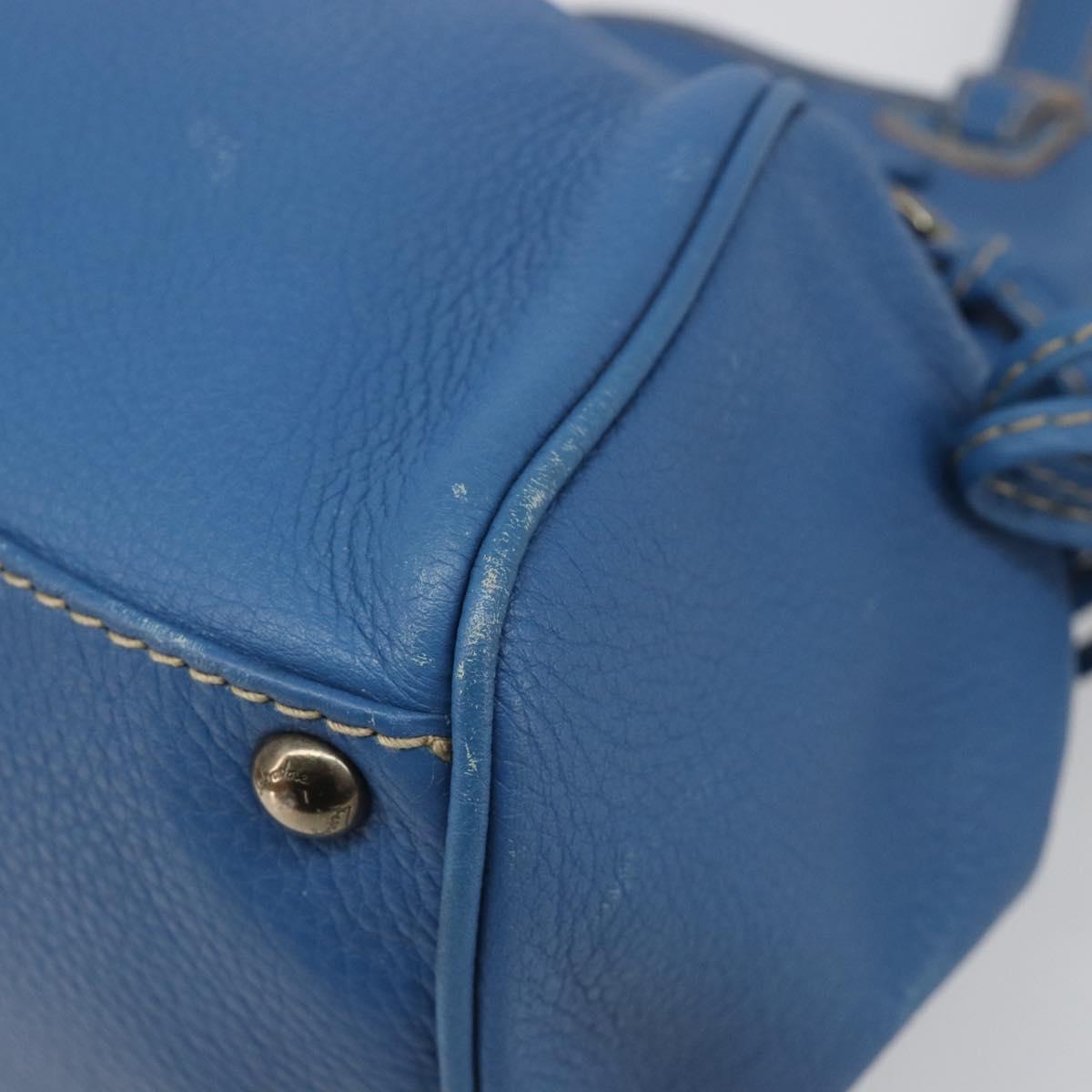 Salvatore Ferragamo Gancini Tote Bag Leather Blue Gold Auth 185584A