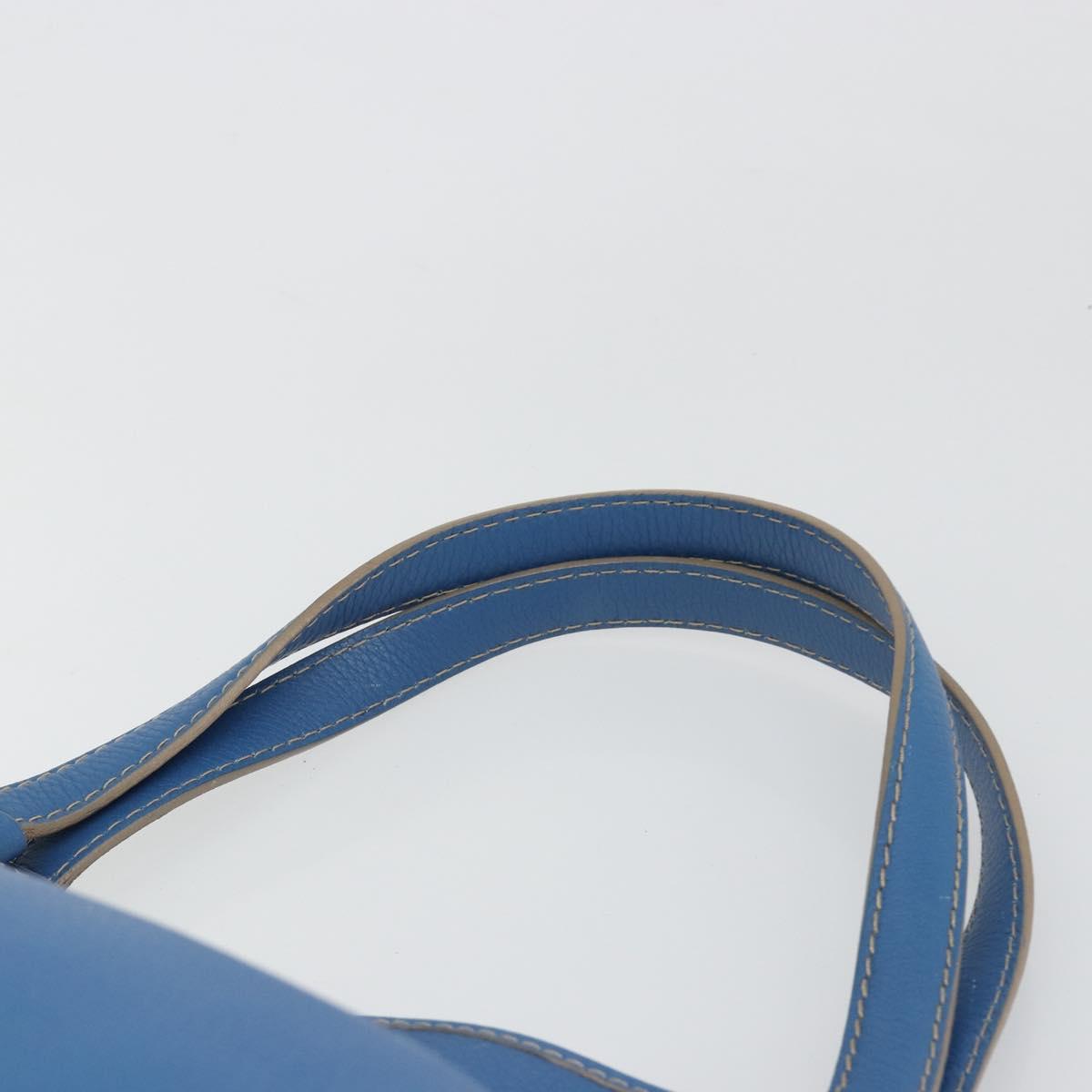 Salvatore Ferragamo Gancini Tote Bag Leather Blue Gold Auth 185584A