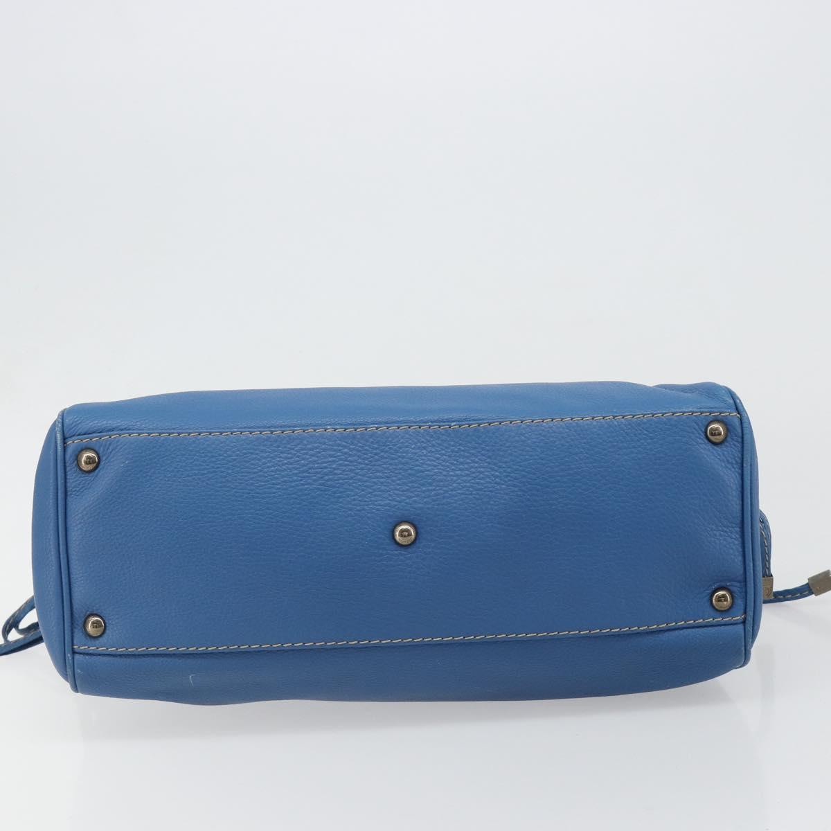 Salvatore Ferragamo Gancini Tote Bag Leather Blue Gold Auth 185584A