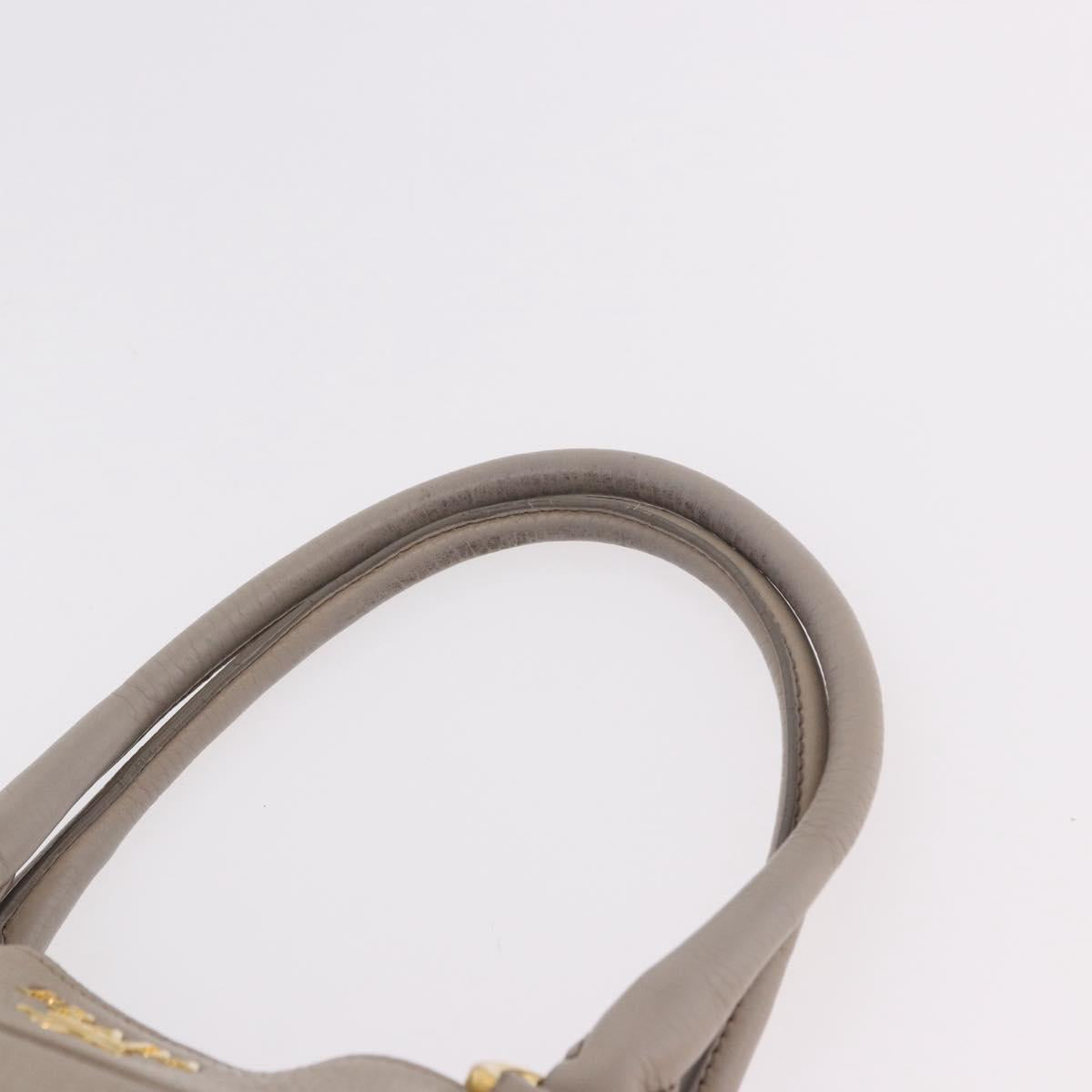 PRADA Tote Bag Leather 2way Beige Gold Auth 185585A
