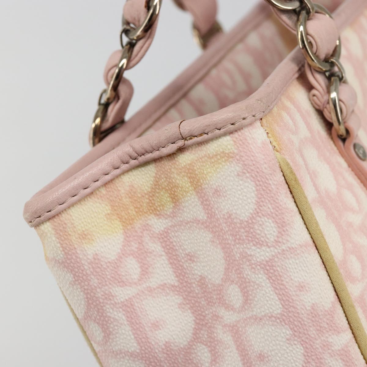 Christian Dior Trotter Canvas Chain Hand Bag PVC Pink Gold Auth 185587A