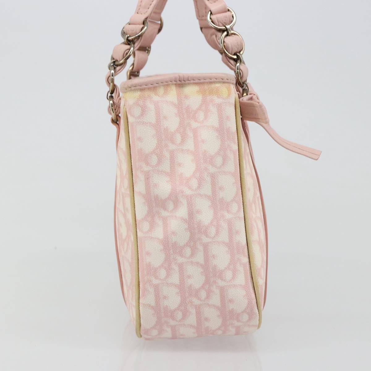 Christian Dior Trotter Canvas Chain Hand Bag PVC Pink Gold Auth 185587A