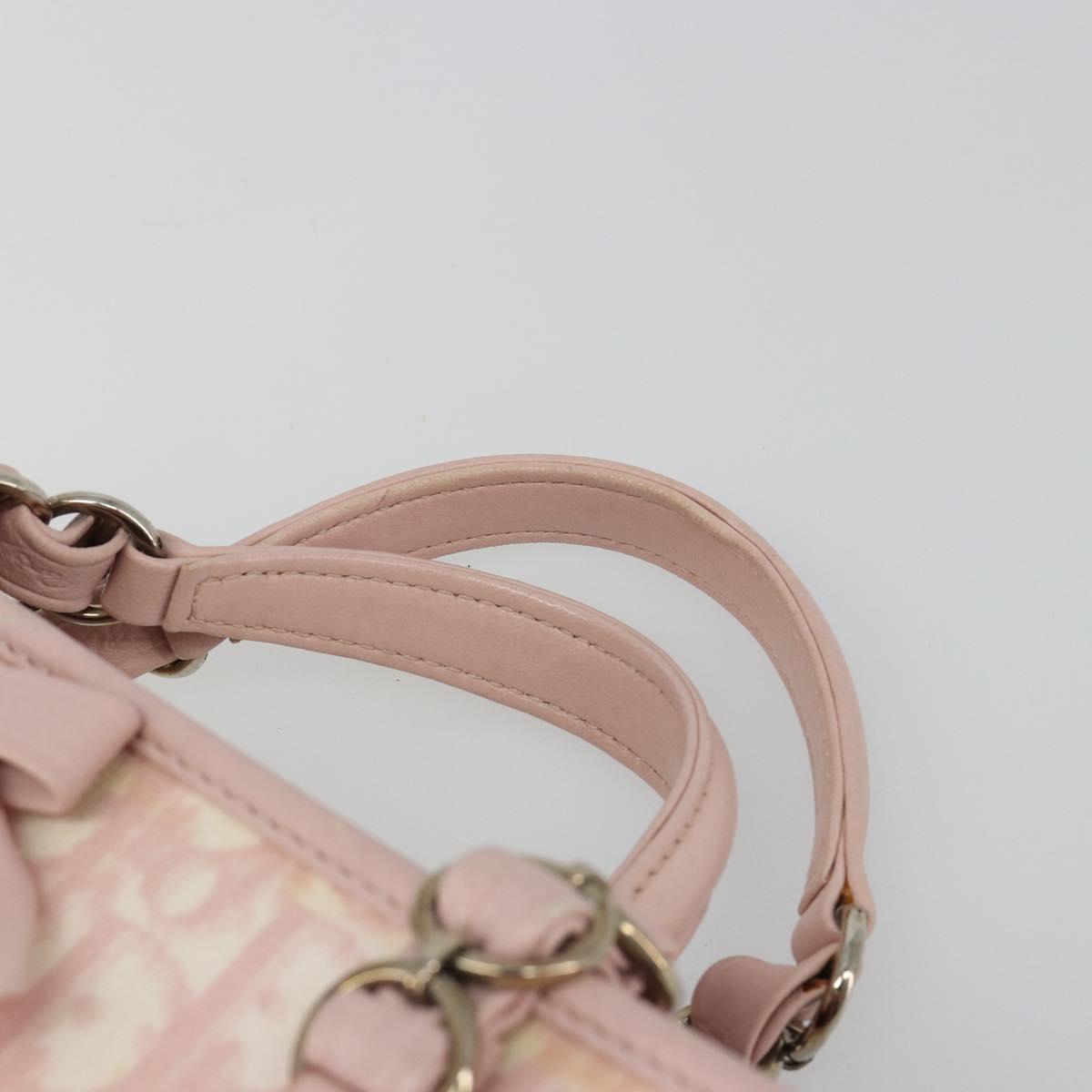 Christian Dior Trotter Canvas Chain Hand Bag PVC Pink Gold Auth 185587A