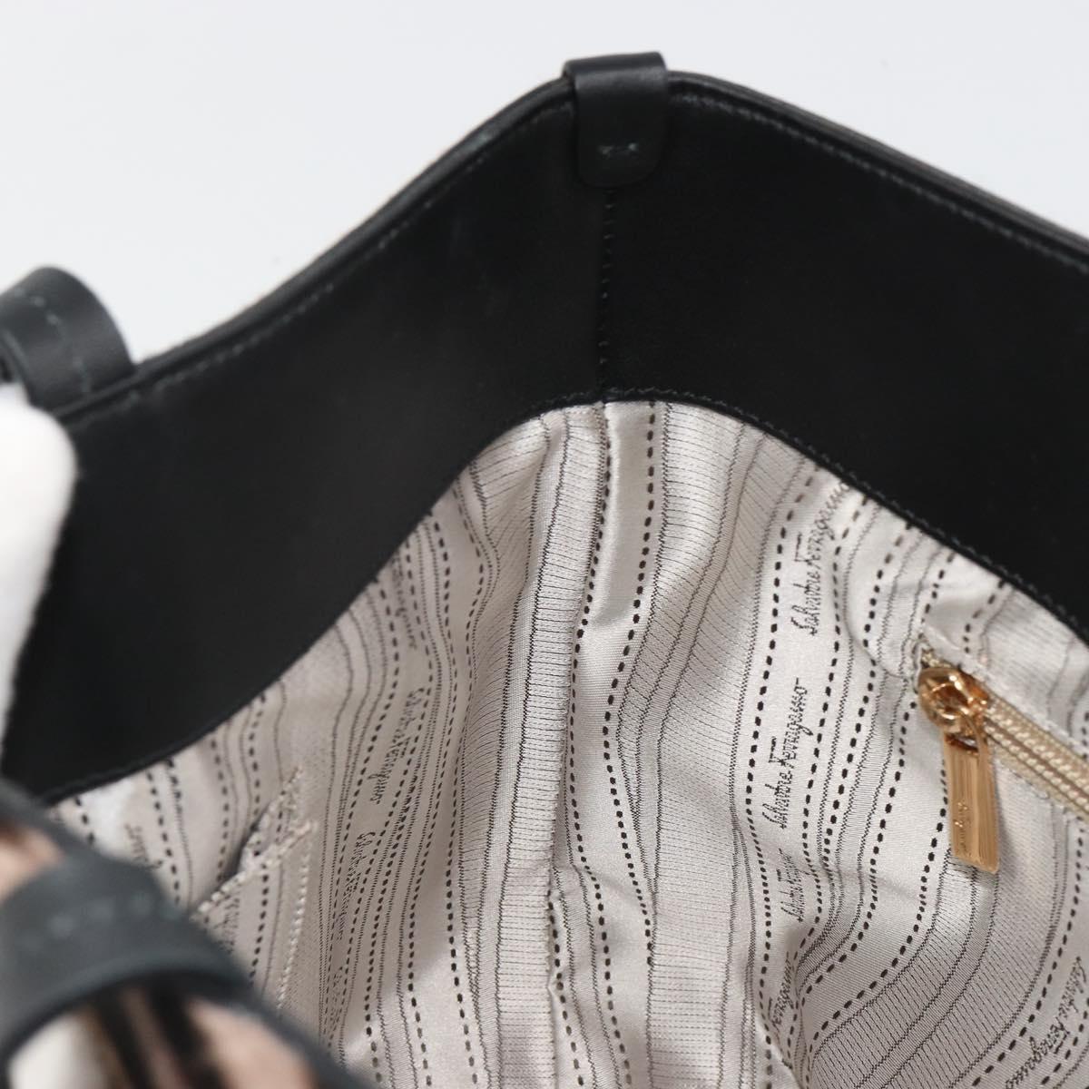 Salvatore Ferragamo Tote Bag Harako Leather Brown Gold Auth 185590A