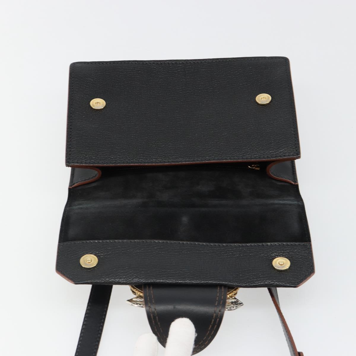 Miu Miu Shoulder Bag Leather Black Gold Auth 185592A