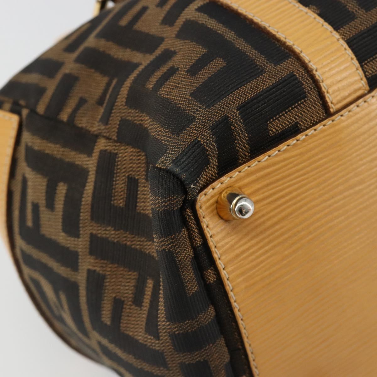 FENDI Zucca Canvas Hand Bag 2way Black Brown Auth 185594A