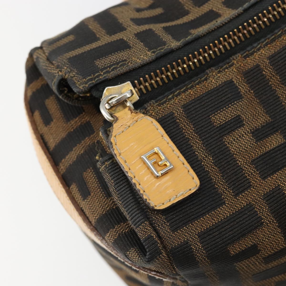FENDI Zucca Canvas Hand Bag 2way Black Brown Auth 185594A