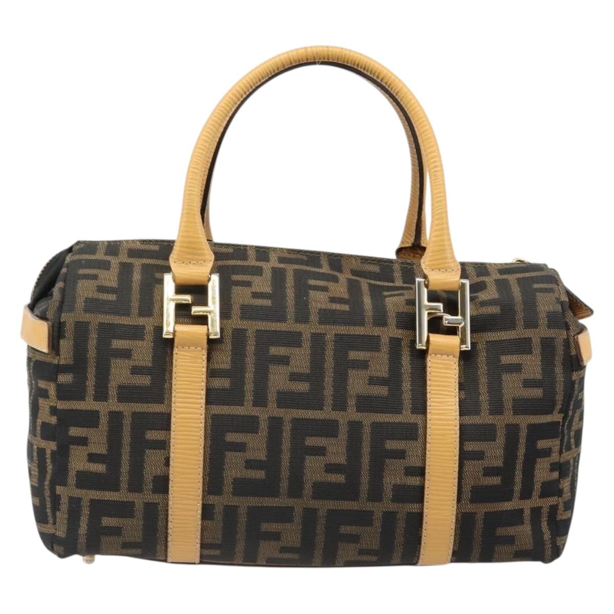 FENDI Zucca Canvas Hand Bag 2way Black Brown Auth 185594A