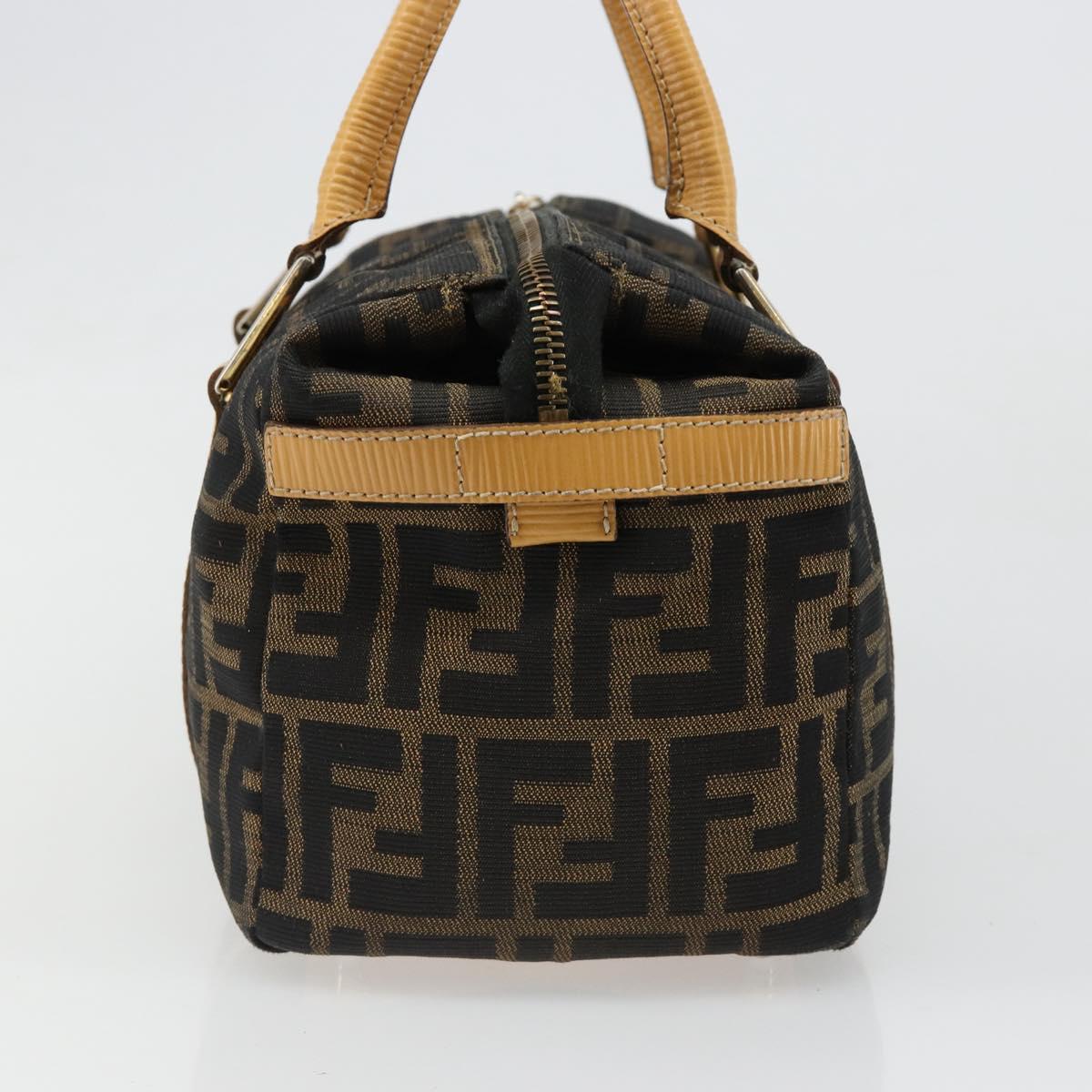 FENDI Zucca Canvas Hand Bag 2way Black Brown Auth 185594A