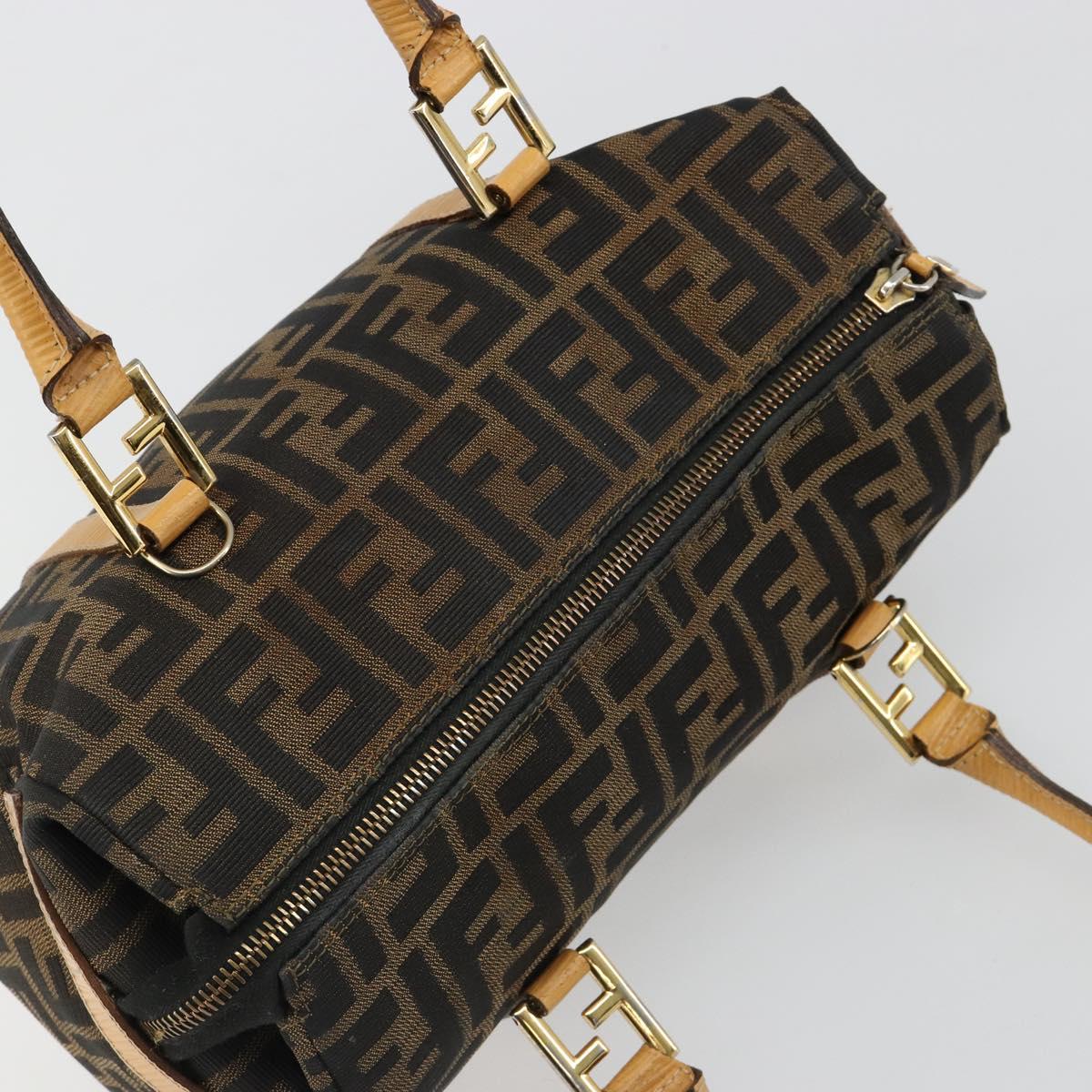 FENDI Zucca Canvas Hand Bag 2way Black Brown Auth 185594A