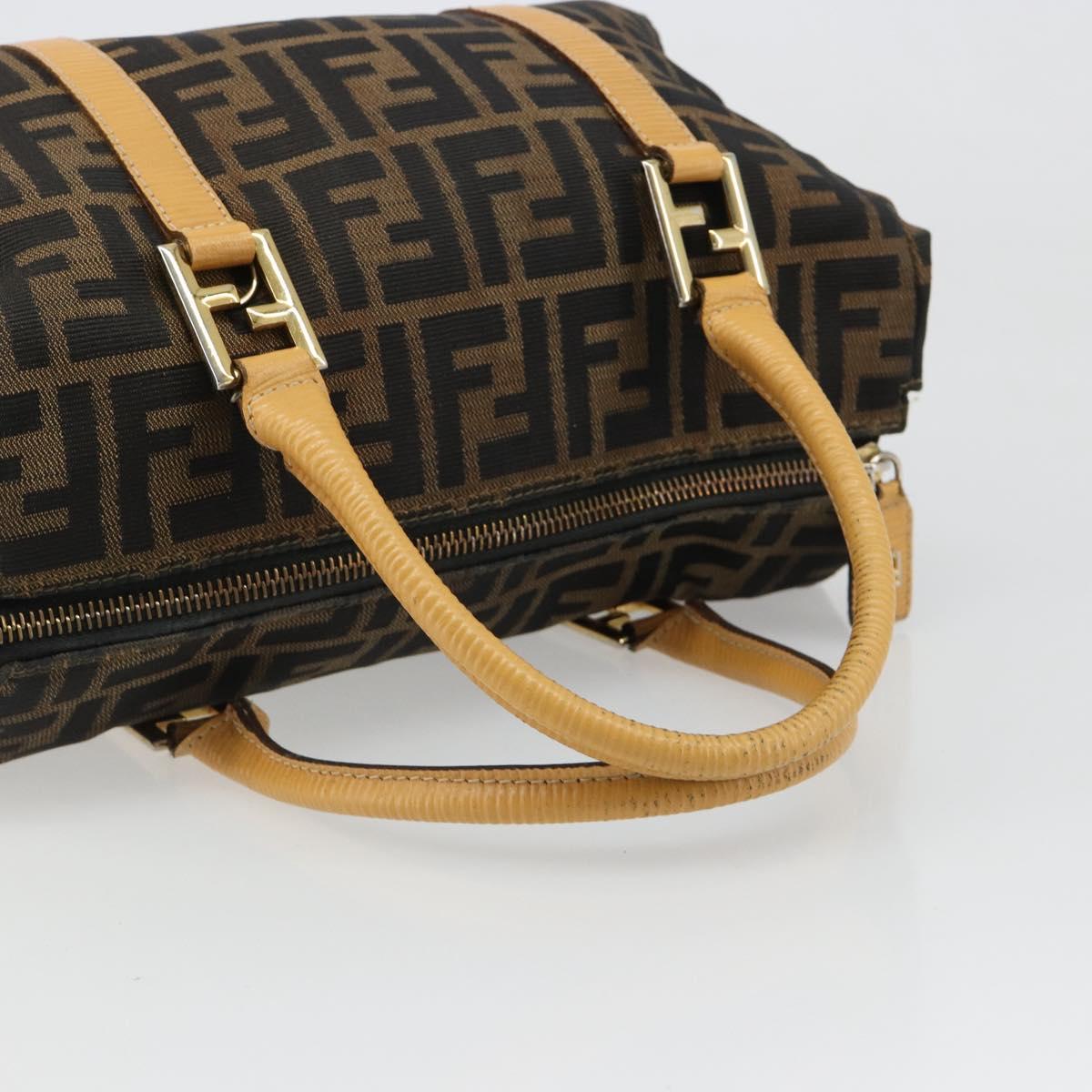FENDI Zucca Canvas Hand Bag 2way Black Brown Auth 185594A