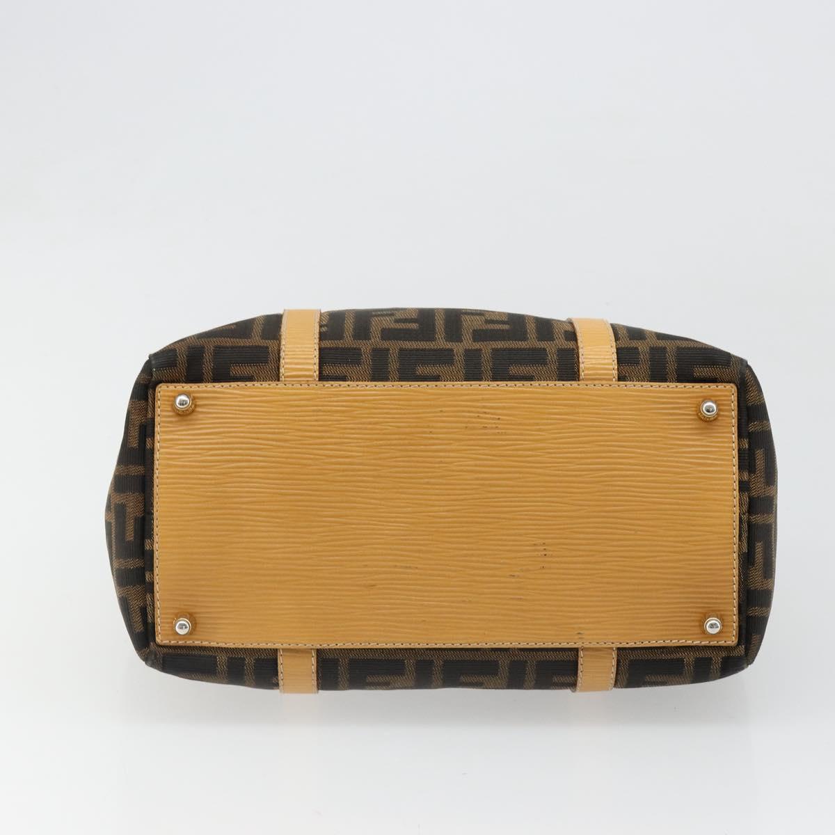 FENDI Zucca Canvas Hand Bag 2way Black Brown Auth 185594A