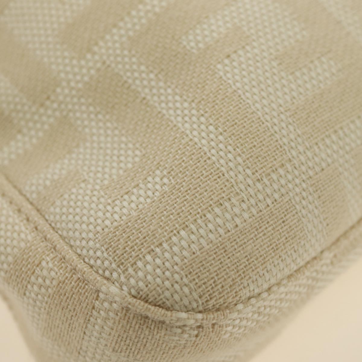 FENDI Zucca Canvas Mamma Baguette Shoulder Bag Ivory Silver Auth 185596V