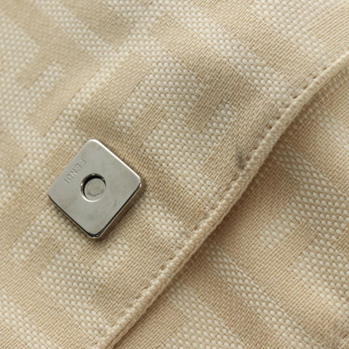 FENDI Zucca Canvas Mamma Baguette Shoulder Bag Ivory Silver Auth 185596V