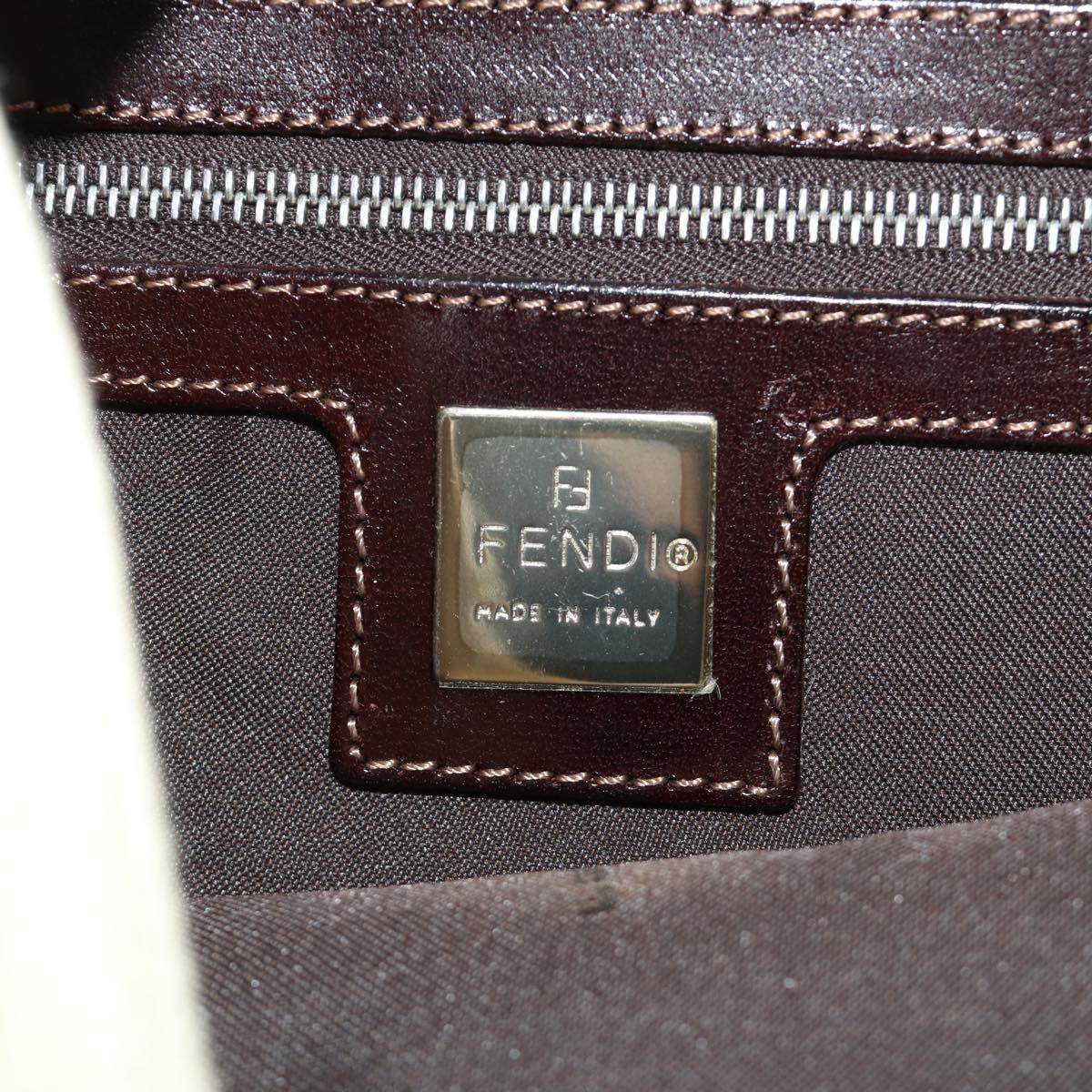 FENDI Zucca Canvas Mamma Baguette Shoulder Bag Ivory Silver Auth 185596V
