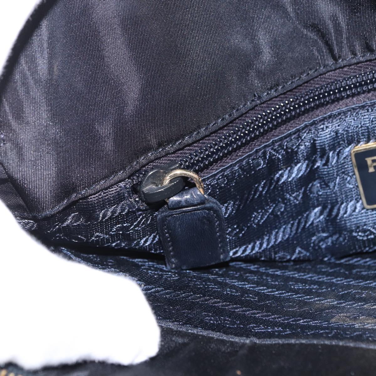 PRADA Chain Shoulder Bag Leather Black Gold Auth 185597A