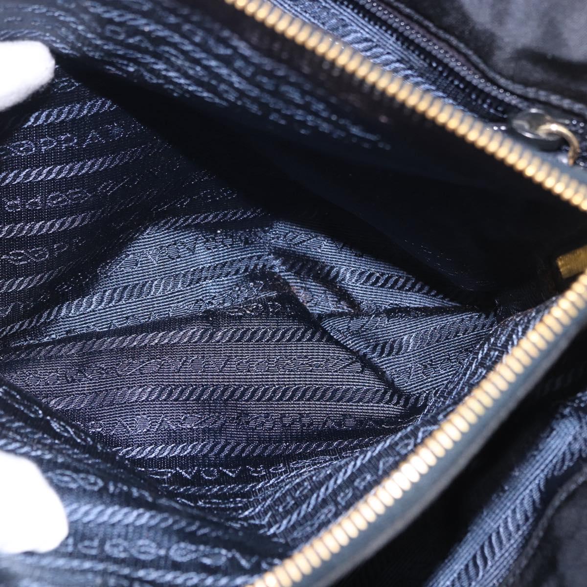 PRADA Chain Shoulder Bag Leather Black Gold Auth 185597A
