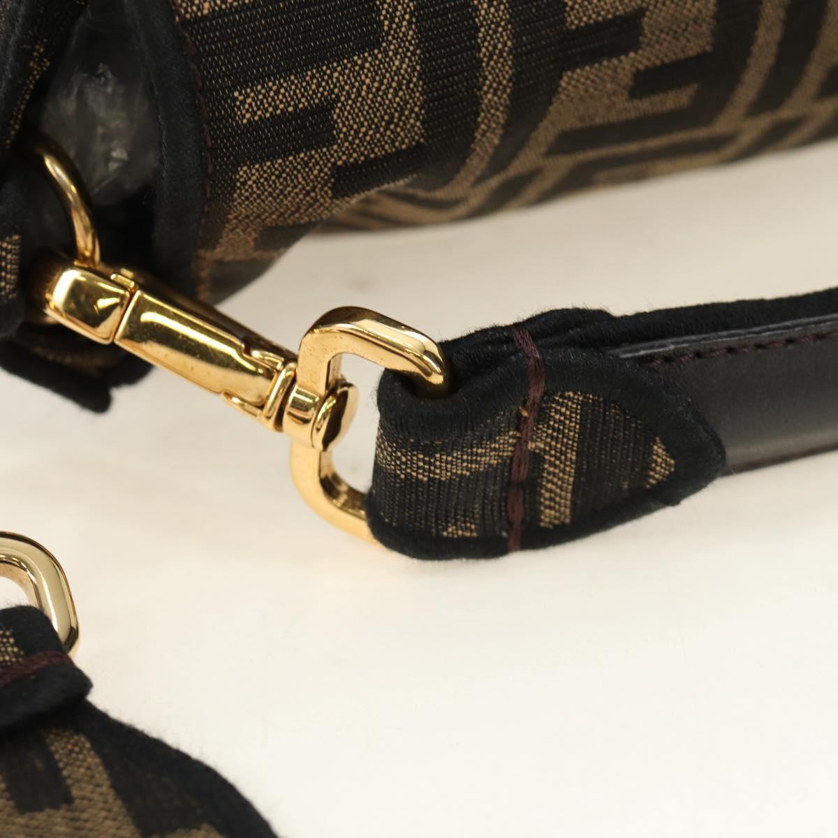 FENDI Zucca Canvas Mamma Baguette Shoulder Bag 2way Black Brown Auth 185598SM
