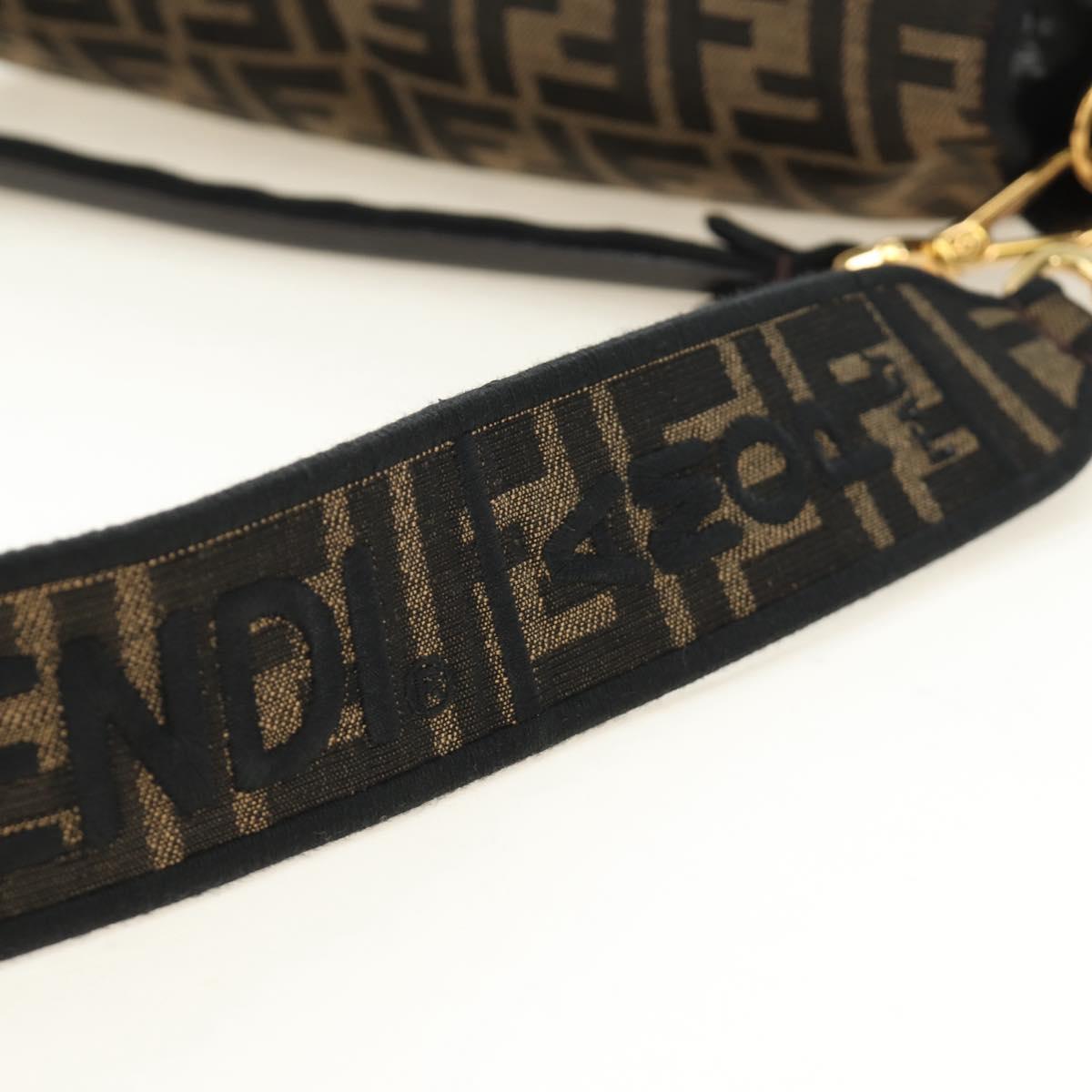 FENDI Zucca Canvas Mamma Baguette Shoulder Bag 2way Black Brown Auth 185598SM