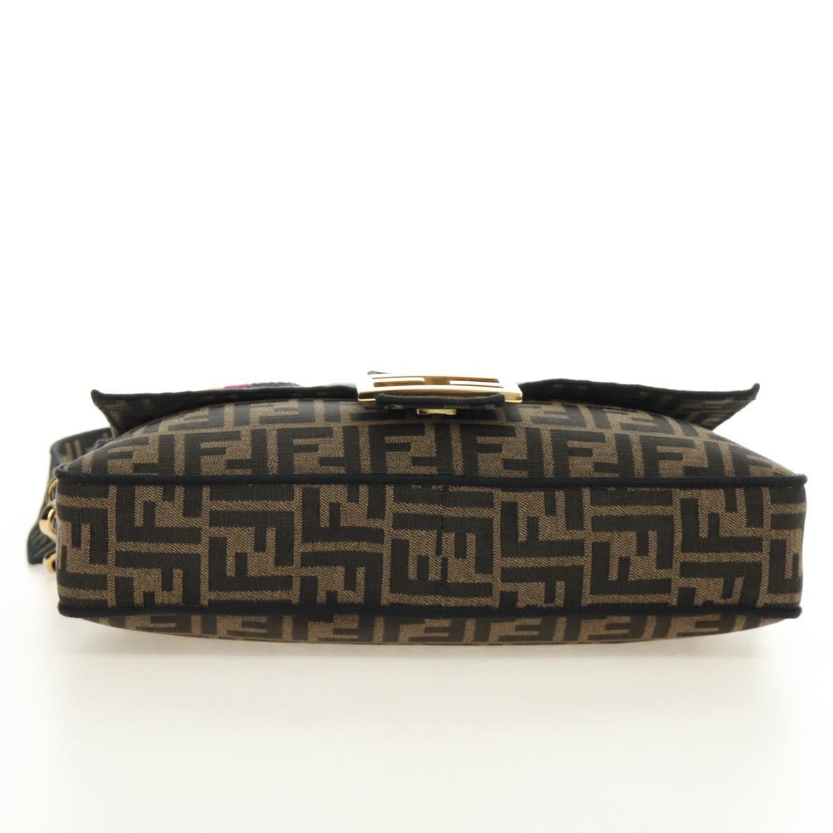 FENDI Zucca Canvas Mamma Baguette Shoulder Bag 2way Black Brown Auth 185598SM
