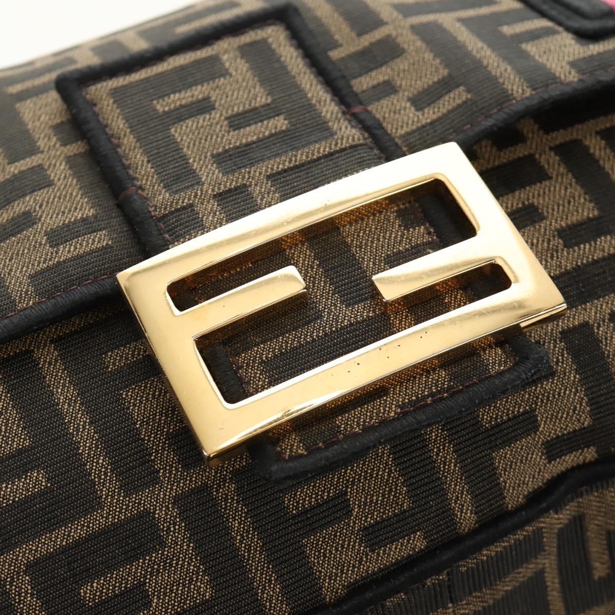 FENDI Zucca Canvas Mamma Baguette Shoulder Bag 2way Black Brown Auth 185598SM