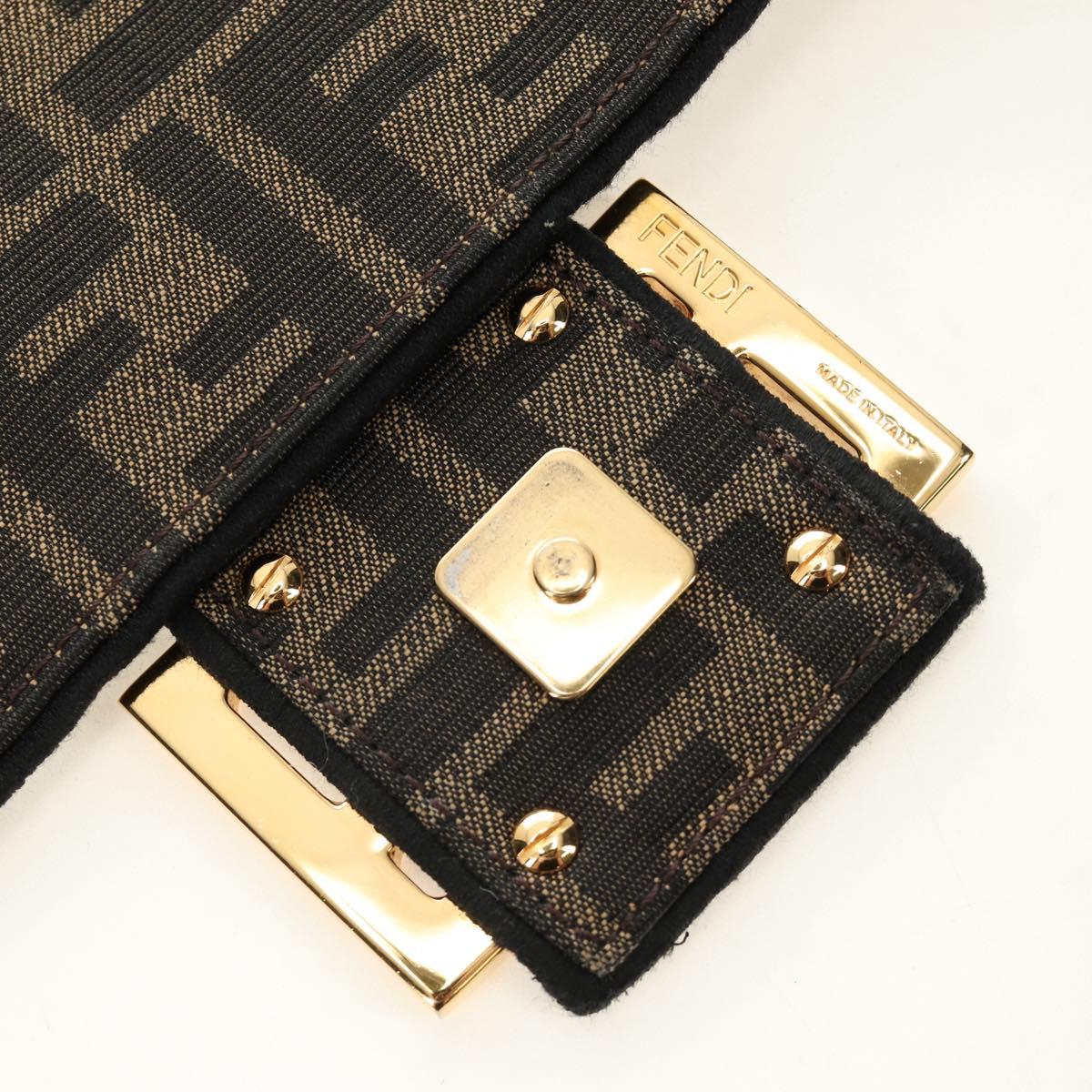 FENDI Zucca Canvas Mamma Baguette Shoulder Bag 2way Black Brown Auth 185598SM
