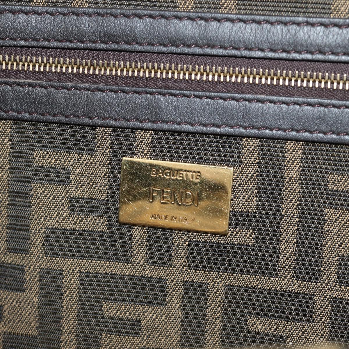 FENDI Zucca Canvas Mamma Baguette Shoulder Bag 2way Black Brown Auth 185598SM