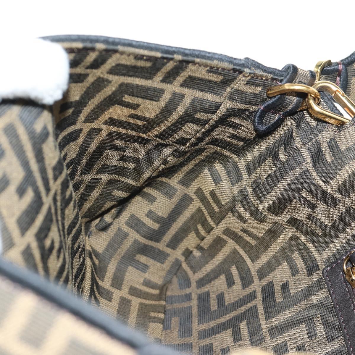 FENDI Zucca Canvas Mamma Baguette Shoulder Bag 2way Black Brown Auth 185598SM
