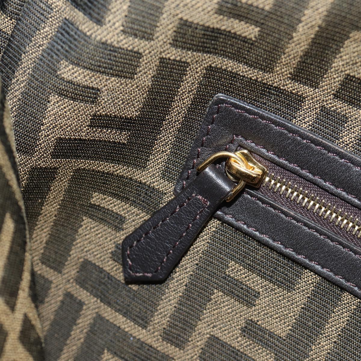 FENDI Zucca Canvas Mamma Baguette Shoulder Bag 2way Black Brown Auth 185598SM