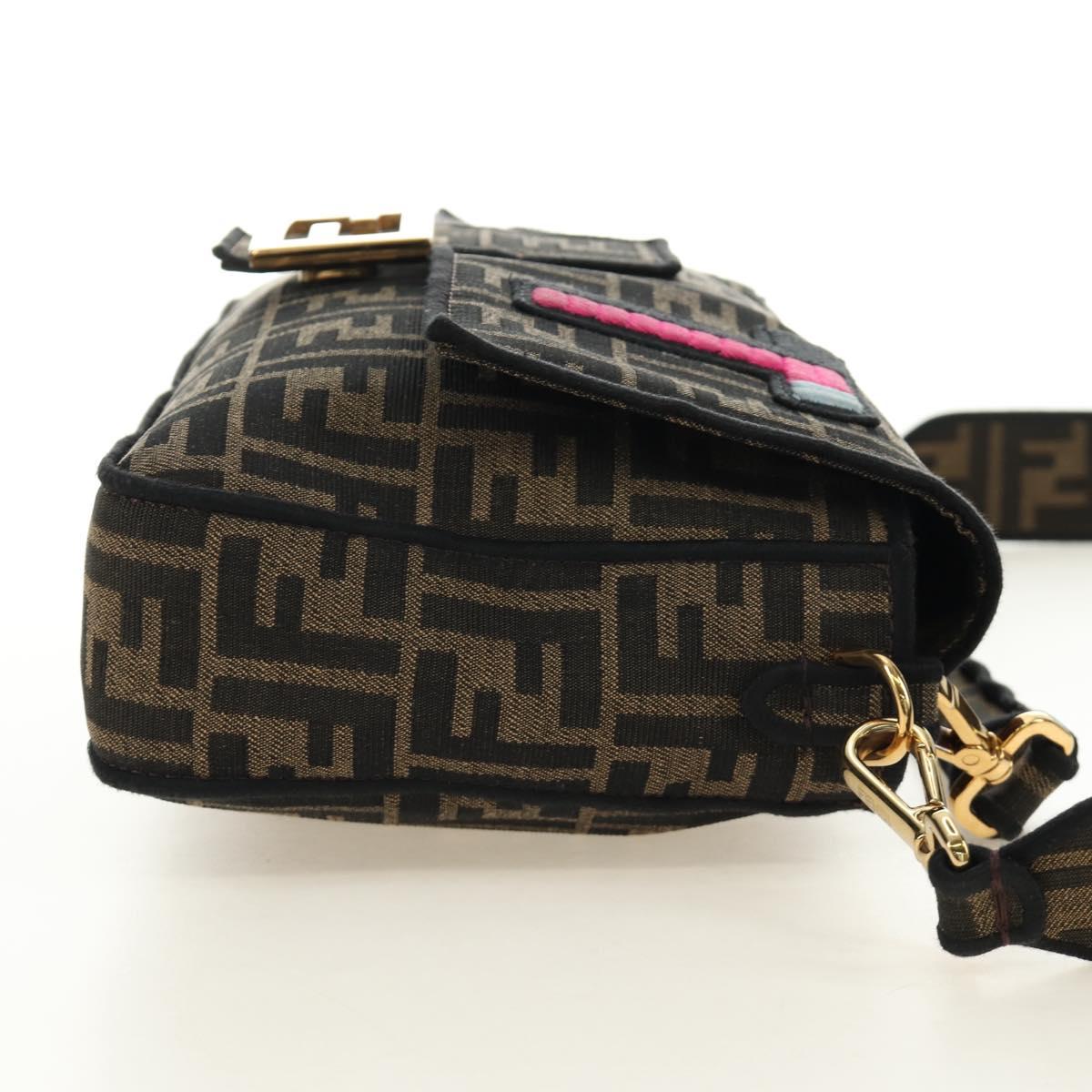 FENDI Zucca Canvas Mamma Baguette Shoulder Bag 2way Black Brown Auth 185598SM