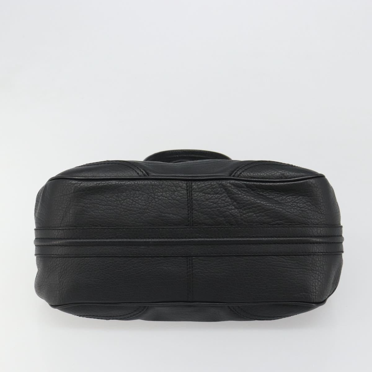 CELINE Triomphe Hand Bag Leather Black Silver Auth 185601A