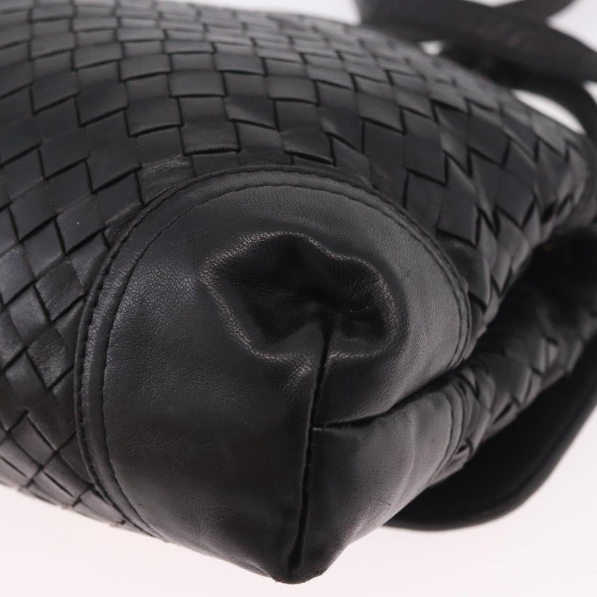BOTTEGA VENETA INTRECCIATO Hand Bag Leather 2way Black Gold Auth 185602A