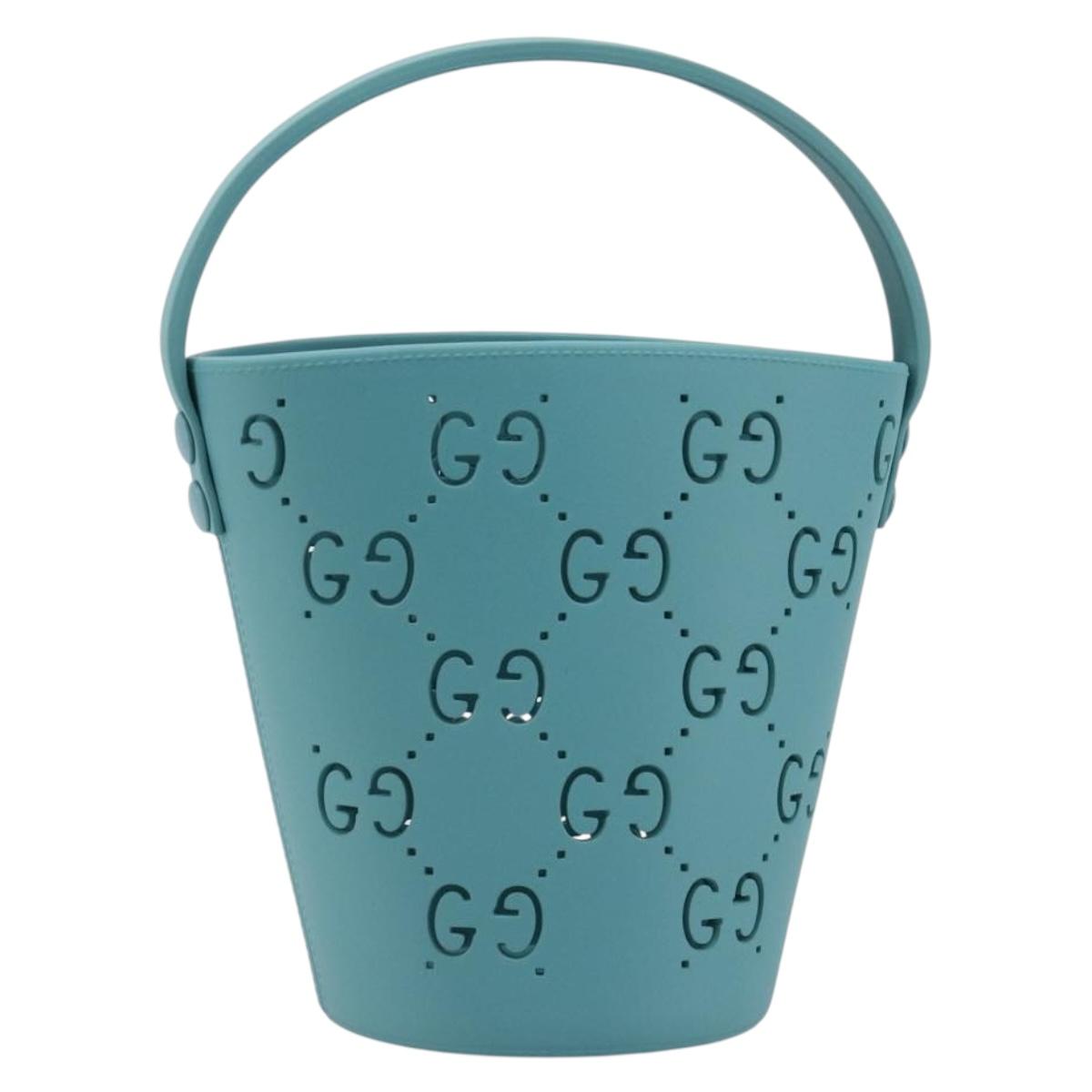 GUCCI Children's Hand Bag rubber Turquoise Blue 723051 Auth 185604M