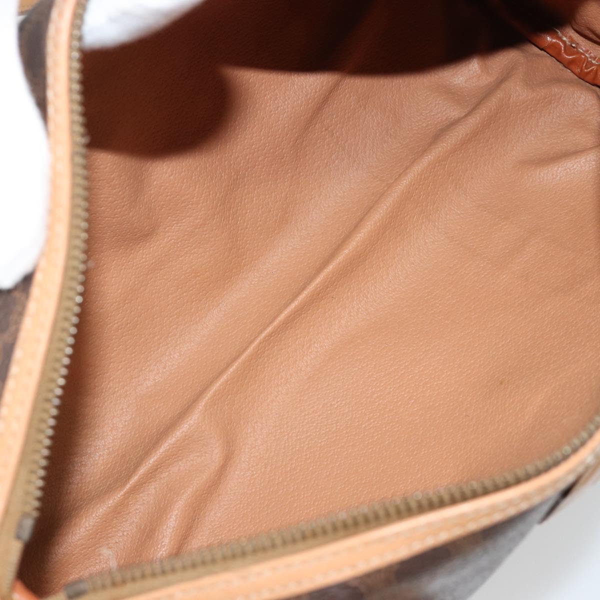 CELINE Macadam Canvas Shoulder Bag PVC Leather Brown Gold Auth 185605A