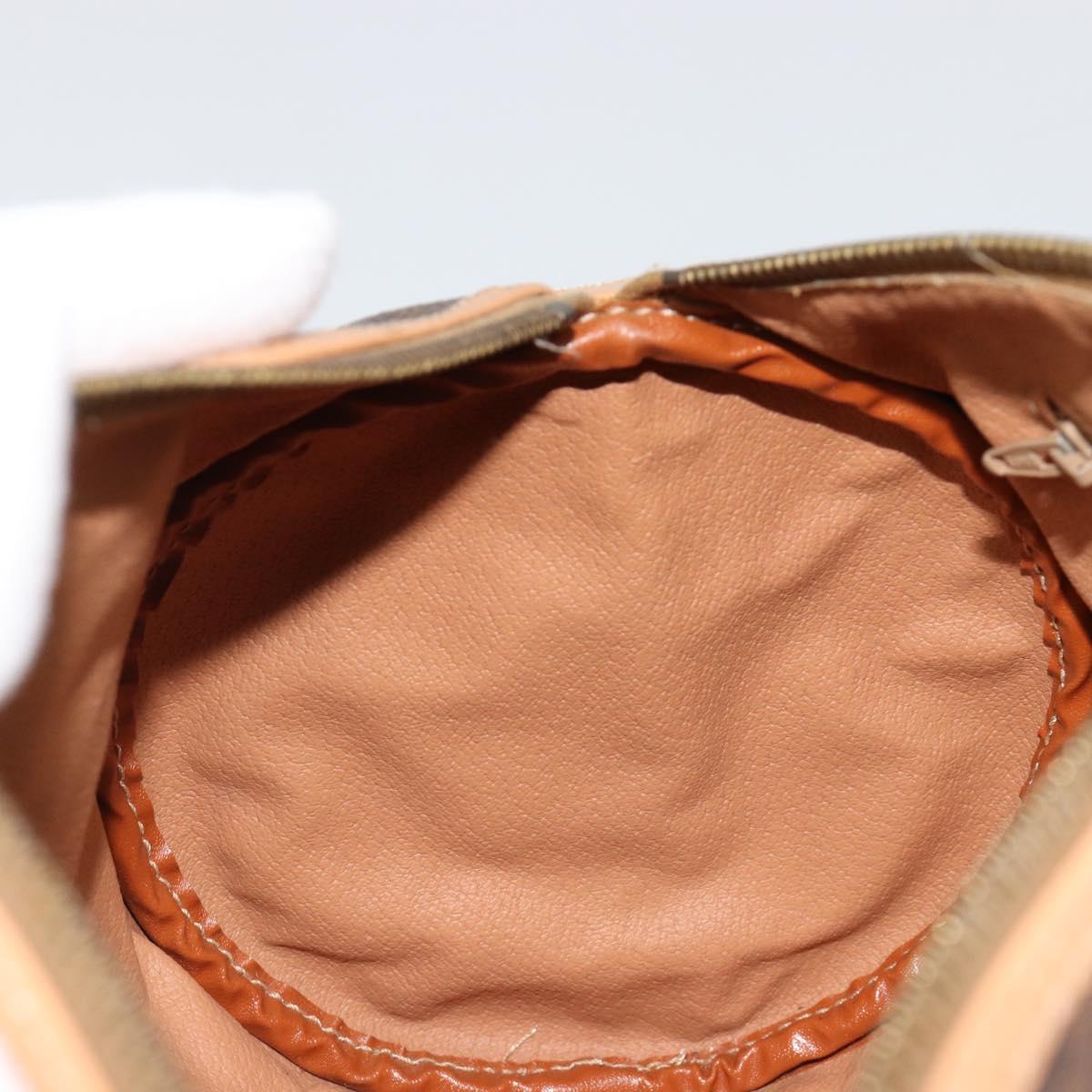 CELINE Macadam Canvas Shoulder Bag PVC Leather Brown Gold Auth 185605A