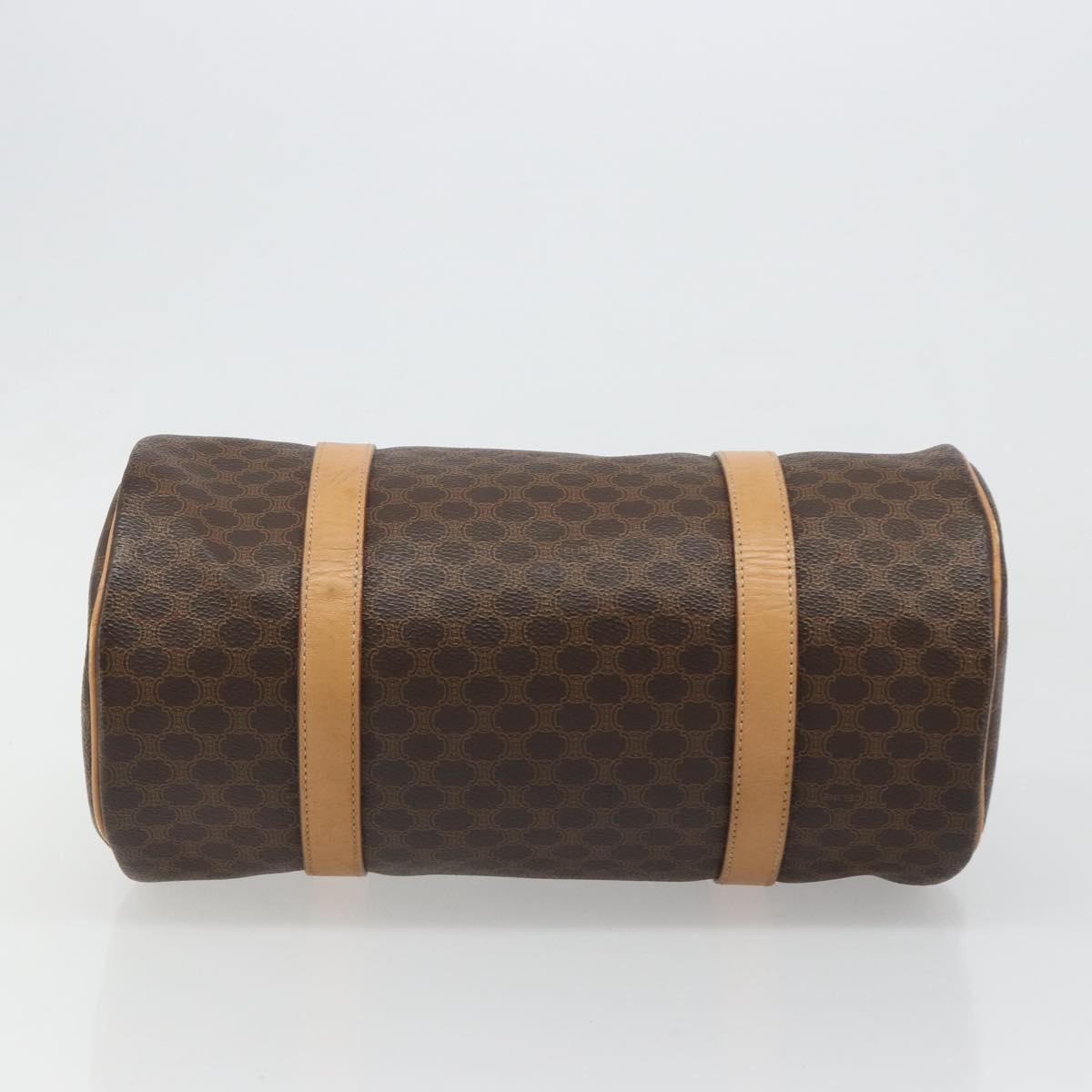 CELINE Macadam Canvas Shoulder Bag PVC Leather Brown Gold Auth 185605A