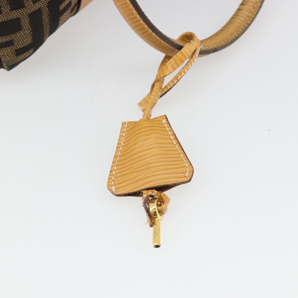 FENDI Zucca Canvas Hand Bag Black Brown Auth 185608A